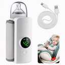 Portable Baby Bottle Warmer for Travel, Fast Heating & Precise Temp Control, Cordless Rechargeable Milk Warmer with LED Display, Waterless & Even Warming for Breastmilk On The Go