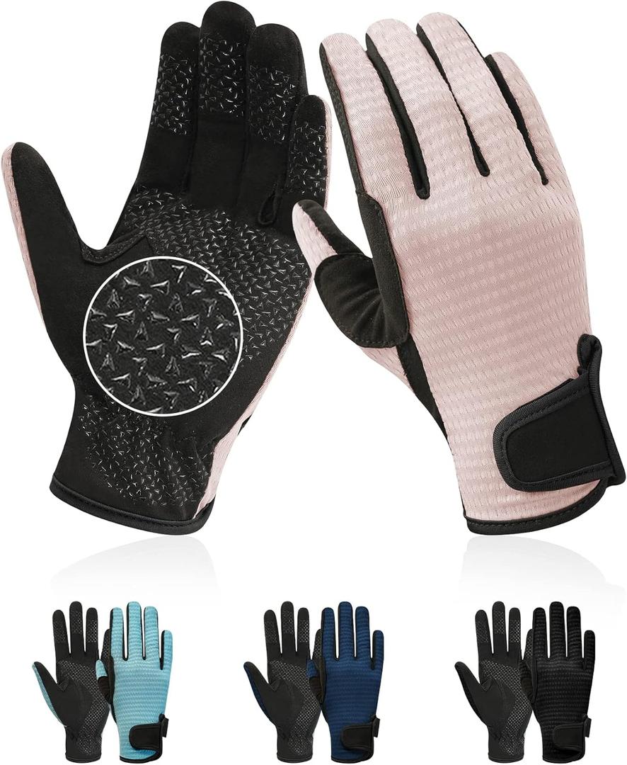 Kids Horse Riding Gloves Equestrian Anti Slip Children Horseback Bike Gardening Fishing Cycling Outdoor Activities Riding Gloves Girls Boys Youth (S (Age 6-8), Pink Non-slip Silicone)