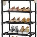 LANTEFUL 5 Tiers Shoe Rack 12-15 Pairs Boots Organizer Storage Sturdy Narrow Shoe Shelf for Entryway, Closets with Hooks, Black (5 Tier-34" High-17" Wide)