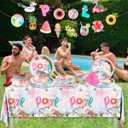 Pool Birthday Party Decoration,142Pcs Pool Party Tableware Plates,Napkins,Tablecloth Summer Flamingo Theme Table Decoration for Beach Birthday,Baby Shower Party