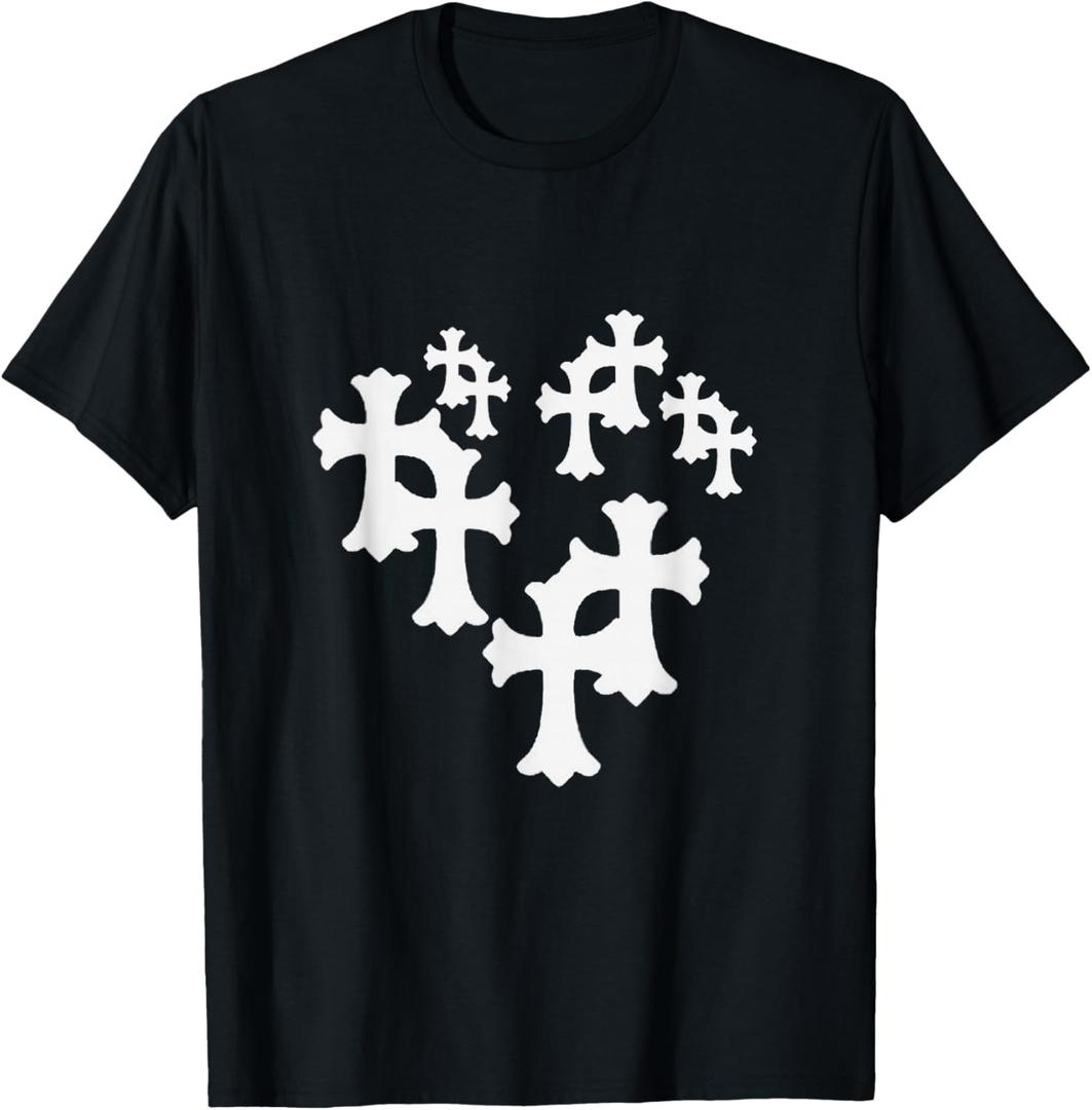 Y2K Cross Heart Design T-Shirt, Small