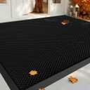 Color&Geometry High Stretch Elastic Silk Doormat, Large Front Door Mat Outside Entrance, Outdoor Door Mat for Patio,Quick-Dry & Heavy-Duty, Non-Slip Rubber Large Doormat, 48"x72" Black