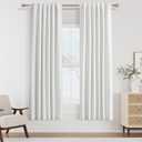 White 100% Blackout Linen Curtains 40 Inch Wide by 72 Inch 2 Panels Set for Living Room Bedroom Back Tab Thermal Insulated Black Out Drapes Room Darkening Farmhouse Style for Bedroom Window Curtains