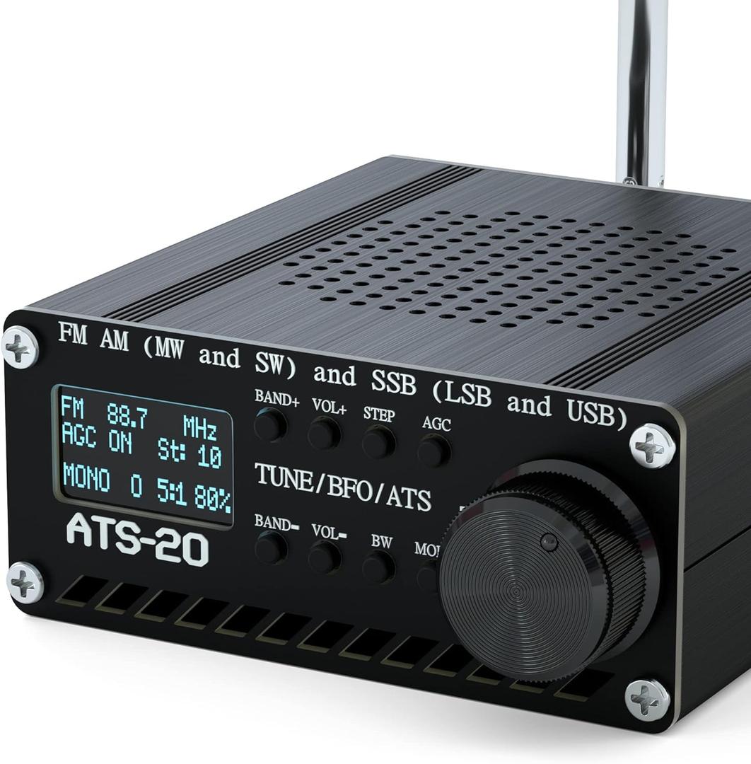 SI4732 All Band Full Frequency Radio Receiver, FM AM (MW and SW) SSB (LSB and USB) with Speaker, Antenna, Battery, Black