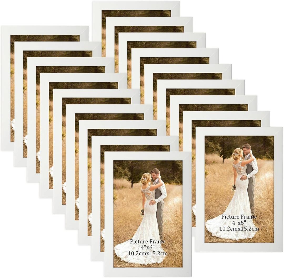 WIFTREY White 4x6 Picture Frame Set of 18, Photo Frames 4 x 6 Bulk for Wall Hanging or Tabletop Display