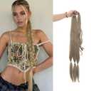 32 Inches Long Braided Ponytail Extensions Wrap Around Braided Ponytail Pony Tail Hair Extension Hair Pieces for Women Girls (8#)