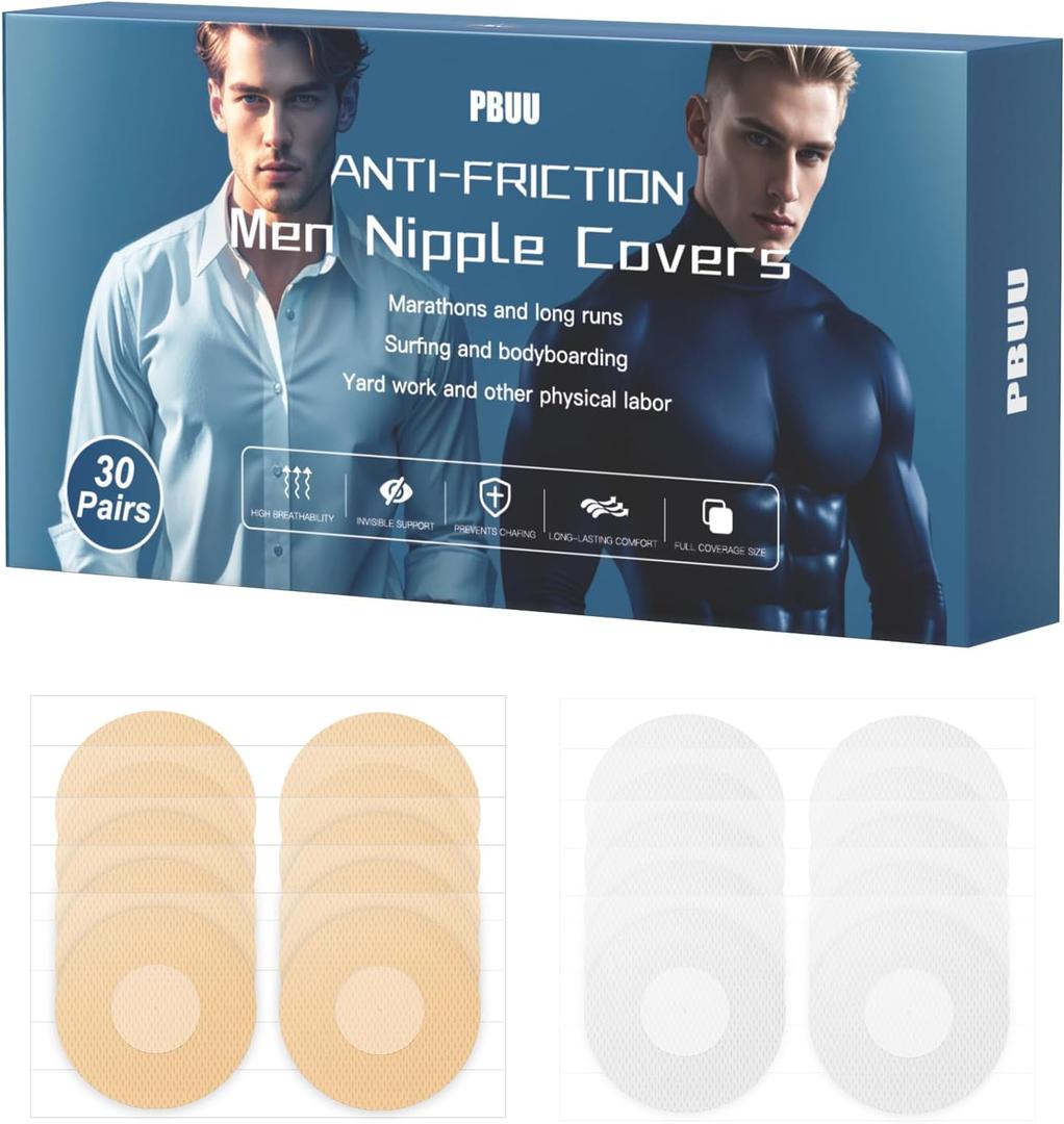 2 x Nipple Covers for Running Men No Show Protection Men,160 PCS Nipple Tape Guards for Runners,Anti Chafing Marathon Use (Practice Nude/White Mix)