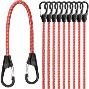 HORUSDY 10-Piece Heavy Duty Bungee Cords with Metal Hooks, 18 Elastic Bungee Straps for Outdoor, Camping, Garage Storage, and Kayaking