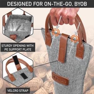 OPUX Wine Bag Single Bottle Carrier Tote Insulated Travel Wine Cooler Bag