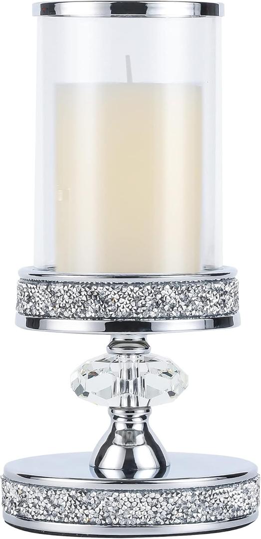 Candle Holder for Pillar Candle, Pillar Candle Holders for Wedding, Coffee Dining Table, Christmas, Table Centerpieces, Home Dcor ZXC048D (1 Crystal Ball)