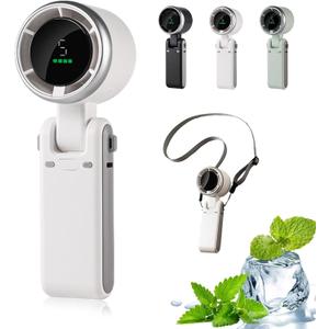 Regularlyk Portable Handheld Turbo Fan, 5 Gear Wind, 2025 New Rechargeable Foldable Turbo Fans with LED Display, Battery Operated, 180 Adjustable Head, for Outdoor Activities, Travel, Working (1-B)