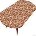 Pioggia Oval Vinyl Fitted Tablecloth with Flannel Backing Elastic Table Cloth Waterproof Oil-Proof Plastic Table Cover Best for Up to 68" x 48" (Flowers Pattern a)