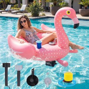 Motorized Pool Float for Adult, Pool Inflatable Lounger Chair Electric River Tube Floating with Pusher Handles Cup Holder and Pump for Party Beach Summer Fun