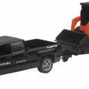New Ray New 10" NEWRAY KUBOTA Collection - Kubota SSV65 Skid Steer with Black Chevy Pickup & Trailer (Orange, Black) Model by Toys