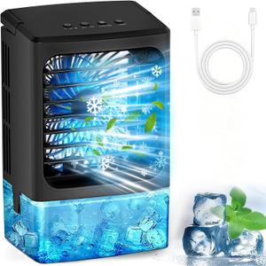 Portable Air ConditionersUpgraded Portable AC Small Air Conditioner Personal Air Cooler Mini Evaporative Cooler 3 Wind Speed Portable Small AC with 7 Night Light for Room Home Bedroom Office