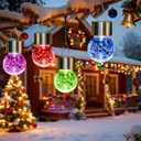 Solpex Hanging Solar Lights Outdoor, 8 Pack Decorative Cracked Glass Ball Light, Solar Powered Waterproof Globe Lighting, Hanging Globe Solar Lights for Garden, Yard, Patio, Lawn, Flower Bed