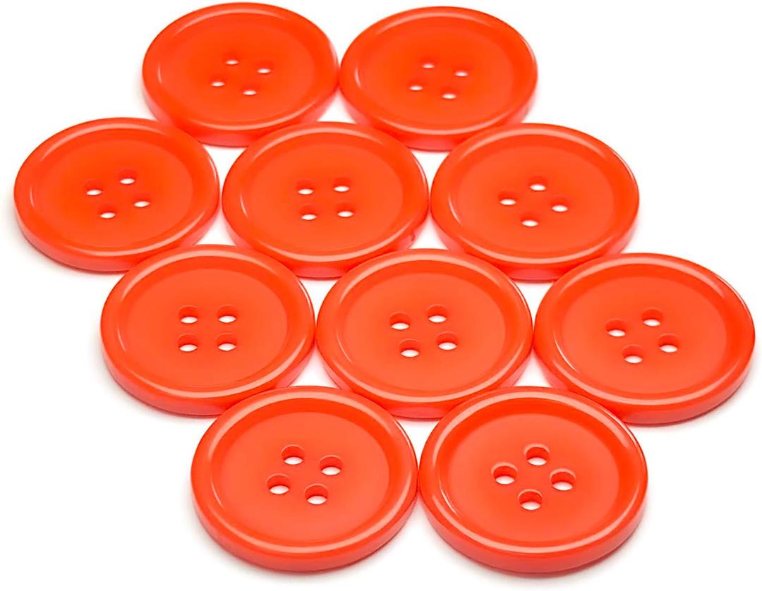 GLRXMX Resin Sewing Buttons 10pcs, Round Flat Back Sew on Buttons for Clothing, DIY Crafts, Home Decor, Garment Repair (Orange, 1/2"=12.5mm)