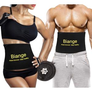 Biange Waist Trainer for Women Men Sweat Belt Waist Trimmer Belly Band Stomach Wraps (M(38 x 8), 1 * Black)