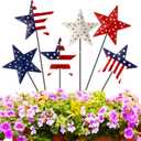 Pickmesh 6 Pcs 12" H 4th of July Outdoor Decor Patriotic Metal Yard Sign Star Red White Blue Garden Stake USA Flag American Yard Sign for Memorial Day Independence Day Decoration