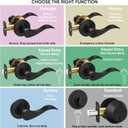 TICONN Traditional Wave Style Reversible Door Lever, Door Handle for Interior Doors and Closet (Matte Black, Passage, 5-Pack)