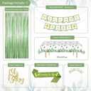 Baby Shower Decorations, Sage Green Woodland Gender Neutral Baby Shower Decor with Welcome Baby Banner, Balloons, Fringe Curtain Tablecloth, Sash Tiara, Pom Poms, Gender Reveal Bday Party Decorations