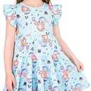 BliBliTaTa Girls' Casual Dress, Soft Comfort Cotton Tagless Kids Short Sleeve, Breathable Tiered Ruffle Swing A-Line Midi Teen Sundress Mermaid Shell Blue-5T