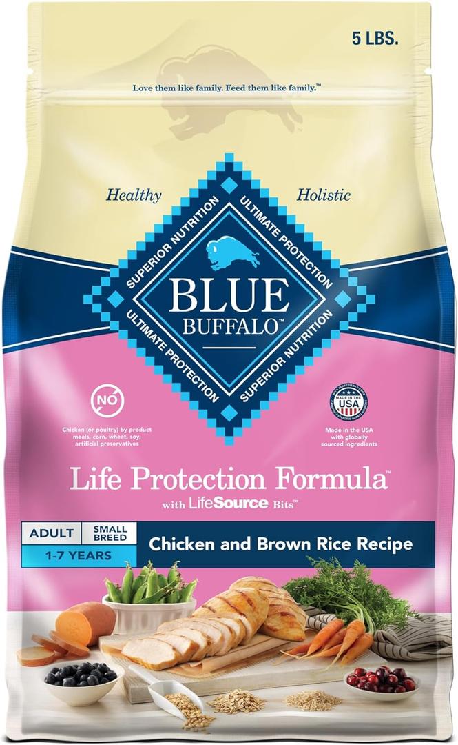 Blue Buffalo Life Protection Formula Adult Small Breed Dry Dog Food, Supports High Energy Needs, Made with Natural Ingredients, Chicken & Brown Rice Recipe, 5-lb. Bag (EXP 11/21/26)