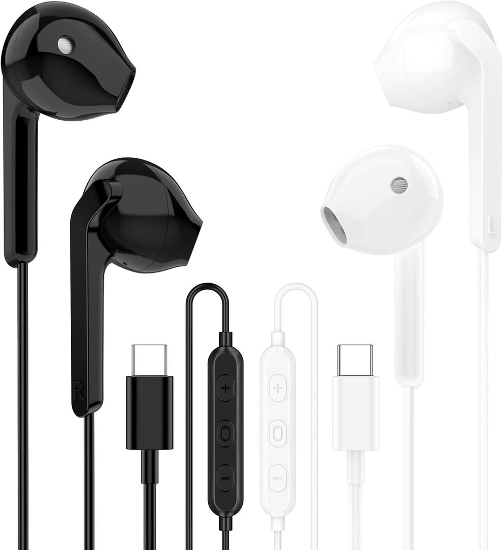 AI Translation USB C Wired Earbuds Real Time - 164 Languages Translator USBC Headphones & Earphones, Audifonos Traductores Ingls Espaol Ear Buds for iPhone 15 16 Pro Max Plus/Android/Galaxy - 2Pack