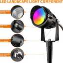 Spotlight Outdoor RGB Spot Lights 10W LED Landscape Lights Spot Lights Outdoor with 16 Color Changing for Yard Garden Decor, Landscape Lighting with Remote IP67 Waterproof (6)