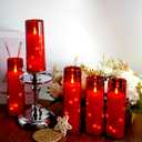 Flameless Candles, with Embedded Star String, Battery Operated Candles Flickering LED Pillar Candles with Remote Control and Timer, Home Decoration Add a Warm and Romantic AtmosphereSet of 7 (Red)
