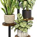 Bamworld 4 Tier Plant Stand Indoor, Tall Metal Wood Plant Shelf Outdoor,Small Flower Pot Holder Table Rack Garden Accessories for Corner Living Room Balcony Patio