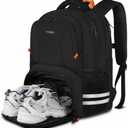 Ytonet Gym Backpack For Men Women, Travel Sports Backpack With Shoe Compartment, Large Workout Water Resistant College Bag Fit 17.3 Inch Laptop, Hiking, Black