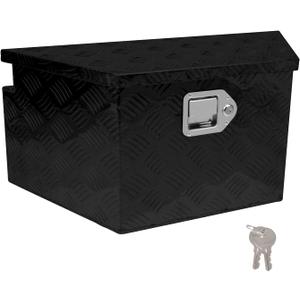 27" x 13" x 13" Trailer Tongue Tool Box with Latch and Keys Heavy Duty Aluminum Trailer Toolbox Organizer Truck Underbody Box Compatible with Pick Up Truck Bed RV Trailer ATV Black