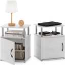 Furinno Jaya 2-Tier Side Table Set of 2, with Door Cabinet, White Oak