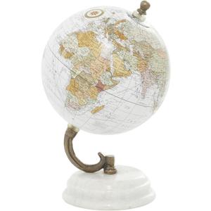 Deco 79 Marble Globe with White Marble Base, 5' x 5' x 8', White