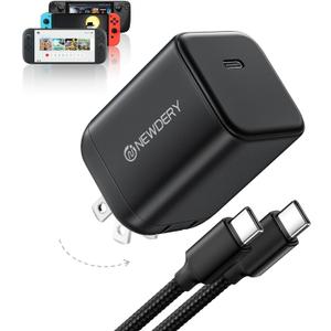 NEWDERY USB-C 65W GaN Charger for Nintendo Switch 2 (TV Mode), Small PD PPS USB-C Fast Wall Charging Block with 5ft Cable for Switch, Steam Deck, ROG Ally, iPhone, Android, Tablet & Laptop