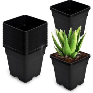 WFLNHB 2 Gallon 10 Pcs Square Plastic Plant Pots Flexible Nursery Pot Planter Nursery Pots Suitable for Flower Vegetables Succulents Black