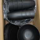 Homienly Wheat Straw Plates and Bowls Sets, Dishes Set for 8, Wheat Straw Dinnerware Set for Kitchen 32-Piece - Deep Plates Sets, Cereal Bowls with Drinking Cups, Microwave and Dishwasher Safe, Black