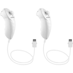 2 Pack Nunchuck Controller Remote Replacement for Nintendo Nunchuk Wii Wii U Console White