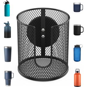 Magnetic Cup Holder, Fully Covered Anti-Fall Magnetic Drink Holder, Cup Caddy, N38 Super Magnet Cup Holder for Tractor Mower School Bus on Ferrous Metal Surface, 3.54" Inner Diameter(1 Pack Black)