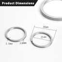 BiyrlyStainless Steel Keyrings,Round Key Rings for Flat Keychains For Home Car Office Keys Attachment (Silver)