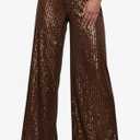 Sequin Pant for Women,2024 Spring Sparkly Glitter High Waist Wide Leg Palazzo Pant Party Club Trouser Bling Legging, M
