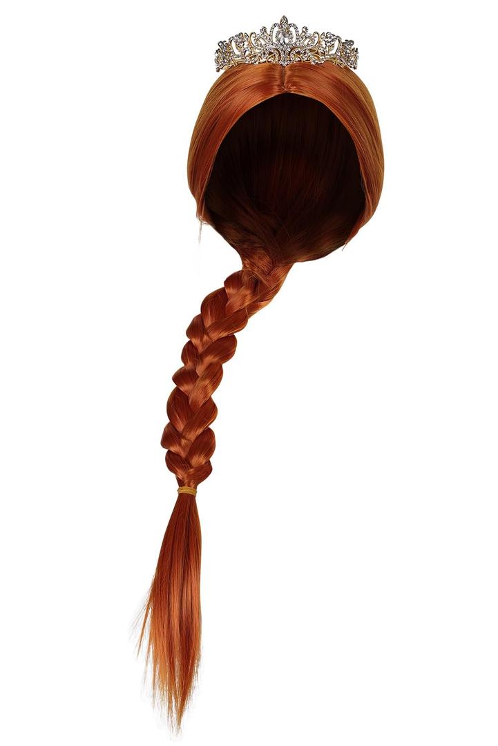 Women Princess Wig Adult Crown Wigs Cosplay Prop Costume Accessory (One Size, Brown)