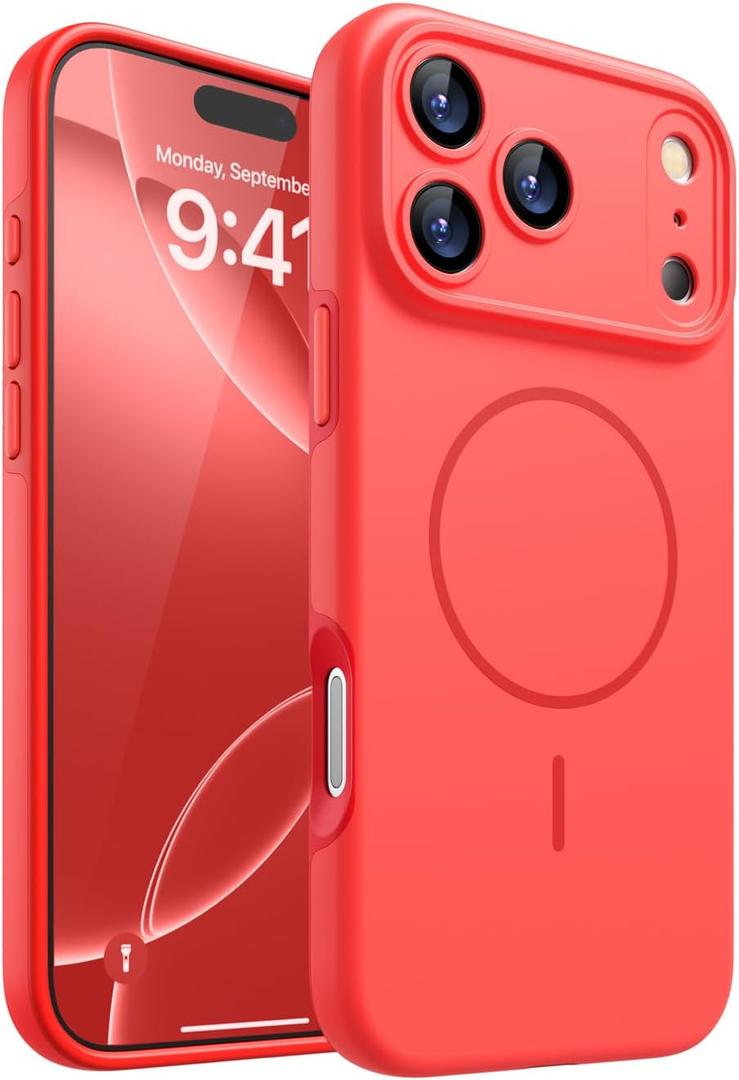 Magnetic for iPhone 17 Pro Max Case, [Matte Solid Color] [Full Camera Protection] Protective Case for iPhone 17 Pro Max - Red