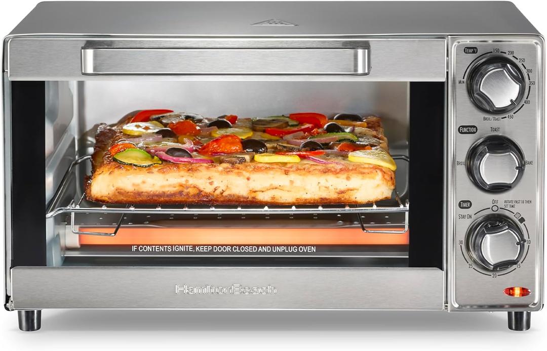 Hamilton Beach Countertop Toaster Oven & Pizza Maker Large 4-Slice Capacity, Stainless Steel (31401)