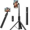 ATUMTEK Selfie Stick Tripod, All-in-one Extendable Aluminum Phone Tripod with Rechargeable Bluetooth Remote, 360 Rotatable for iPhone 17 16 Pro Max/15/14/13 Samsung Smartphones, Black