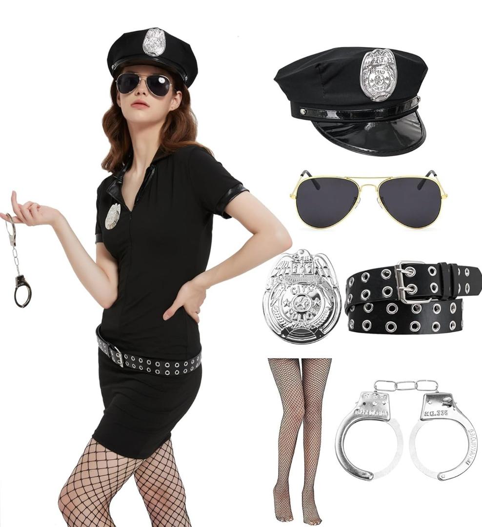 EBYTOP Halloween Costumes for Women Adult 2025 Cop Costume Femal Police Outfit L