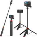 UURig Telescopic Selfie Stick Long with Tripod, Waterproof Hand Grip, for Insta360X5/ X4, GoPro Hero 13 12 11 10 9 8 7 6 5 4 3 2, Fusion, Max, Session, AKASO, SJCAM, DJI OSMO Action 6/ 5Pro/ 4/ 3 GoPro