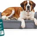 FurHaven Orthopedic Dog Bed for Large Dogs, Luxe Lounger Contour Mattress with Solid Orthopedic Foam Slab for Joint Support, Removable Washable Cover, Giant XXXL, Plush Suede, Gray