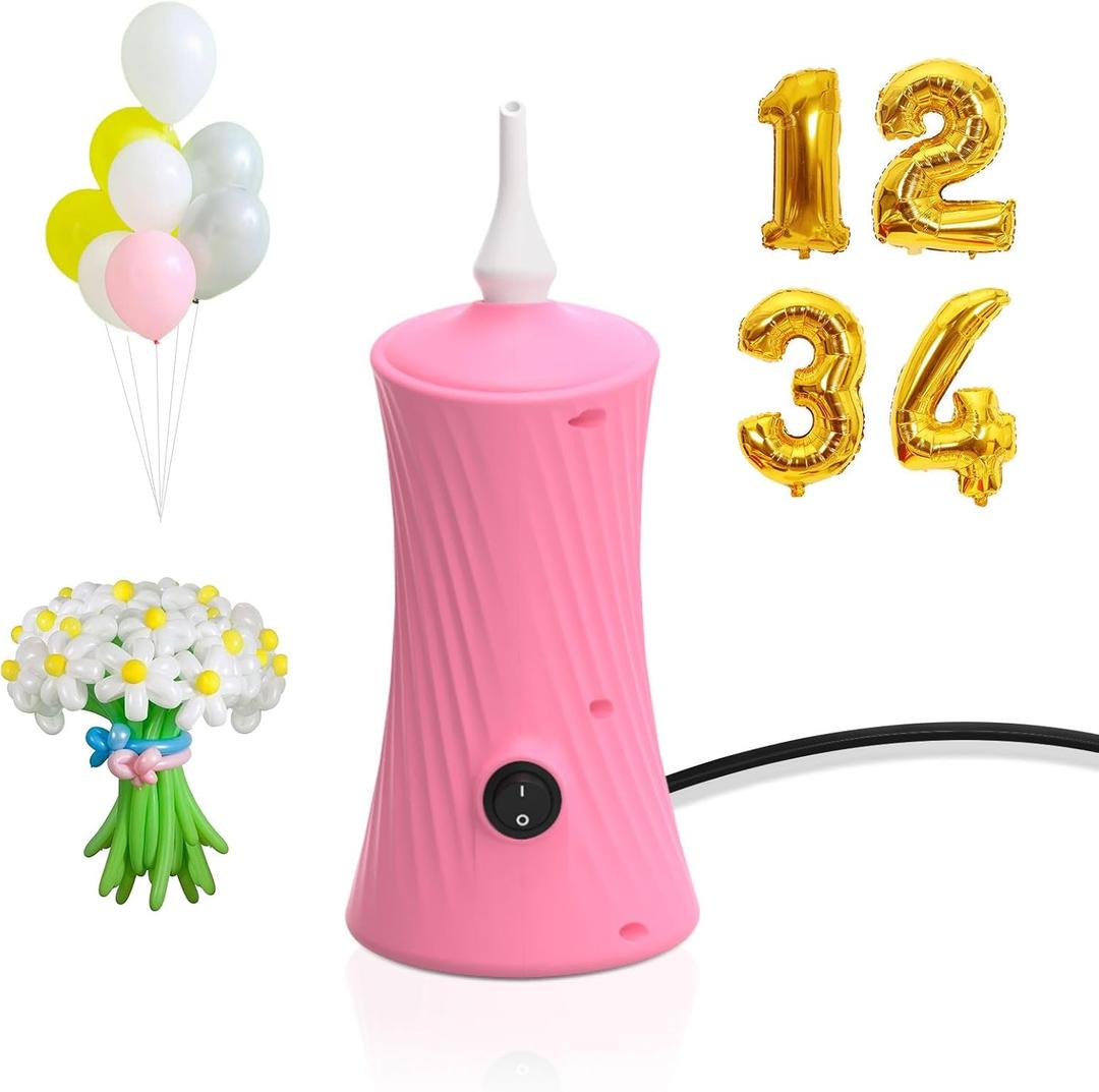 Balloon Pump Electric Air Pump for Long Balloon Inflator Blower Machine for Birthday Party Celebration Balloons Decorations for Twisty Animal Balloons (Pink)